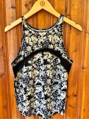 lululemon athletica Black and White Floral-Print Racerback Tank